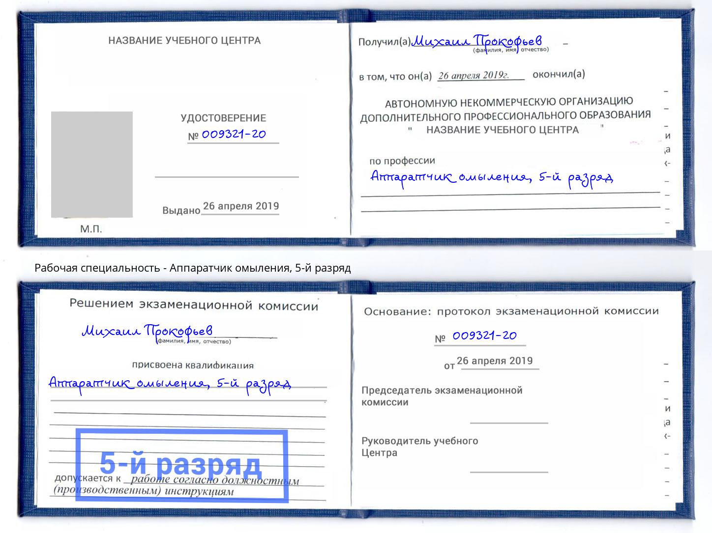 корочка 5-й разряд Аппаратчик омыления Гатчина