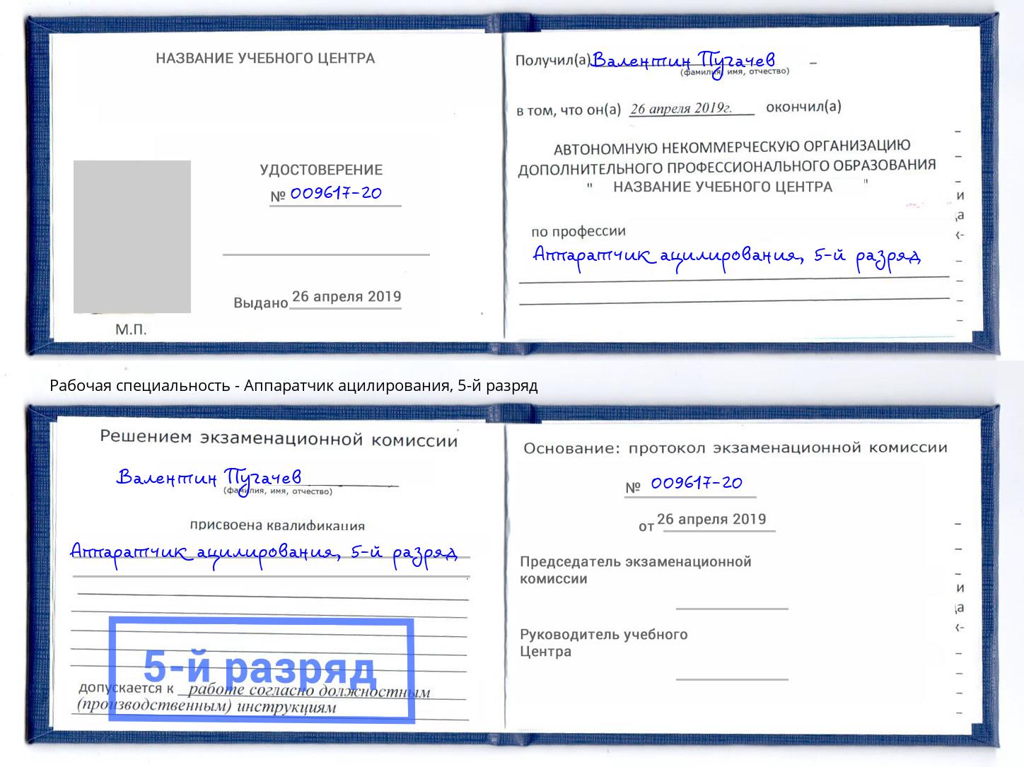 корочка 5-й разряд Аппаратчик ацилирования Гатчина