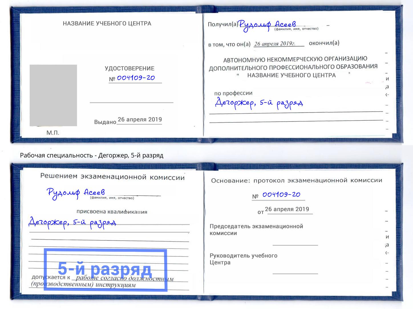 корочка 5-й разряд Дегоржер Гатчина